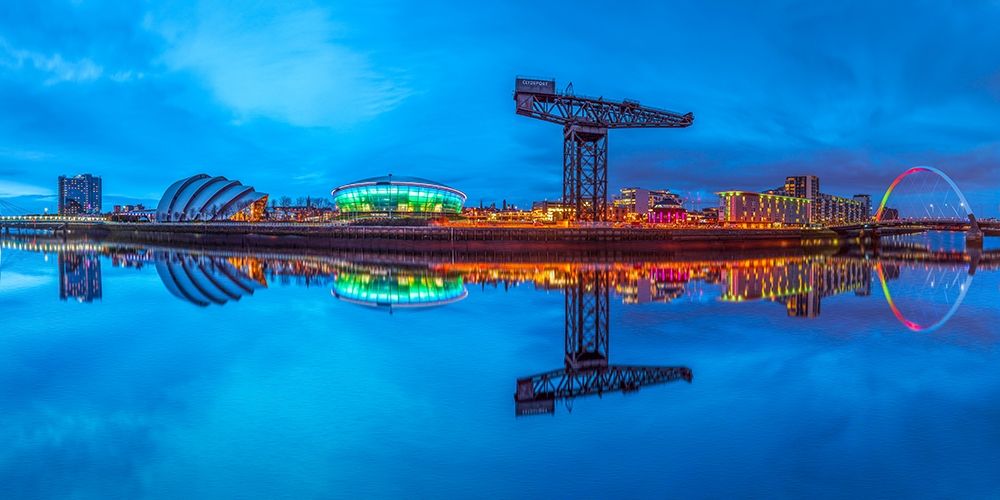 View along the river Clyde at night, Glasgow