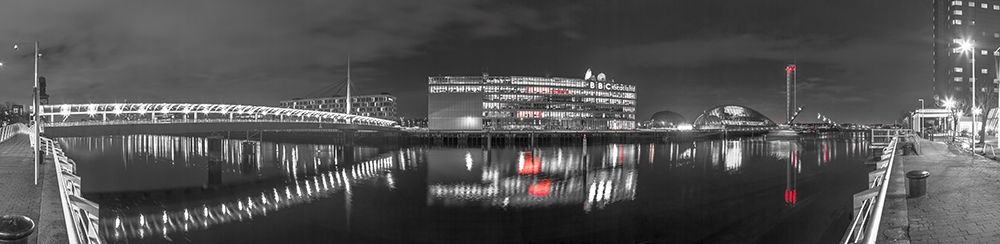 View along the river Clyde at night, Glasgow