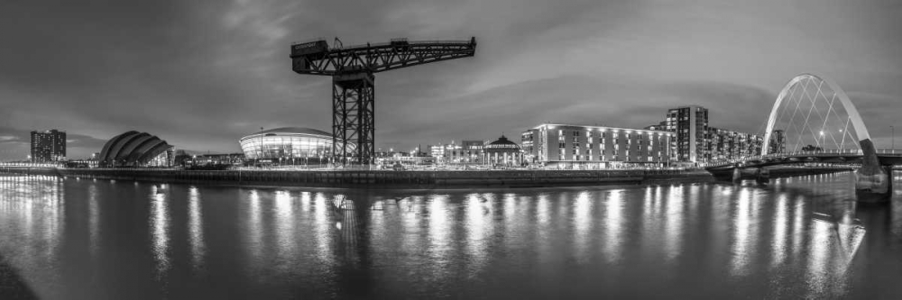 View along the river Clyde at night, Glasgow