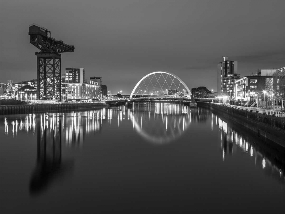View along the river Clyde at night, Glasgow, FTBR-1806