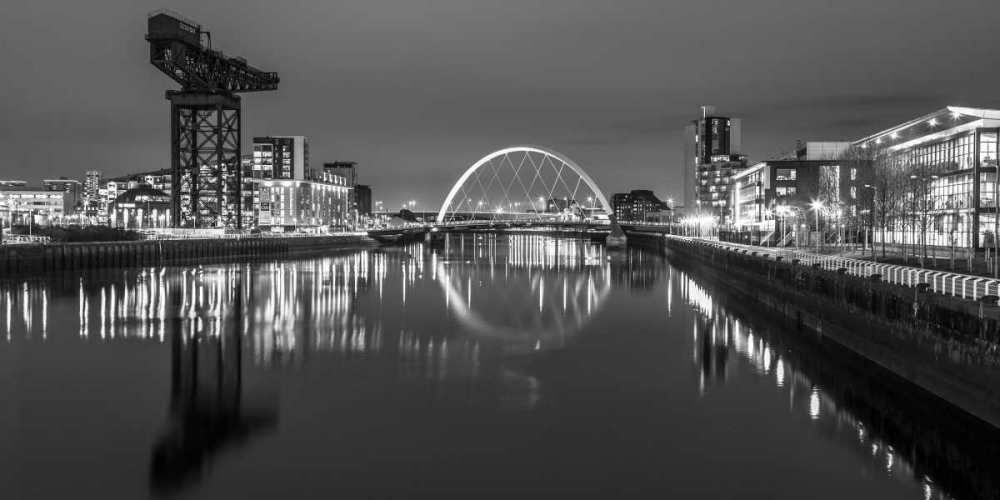 View along the river Clyde at night, Glasgow, FTBR-1807