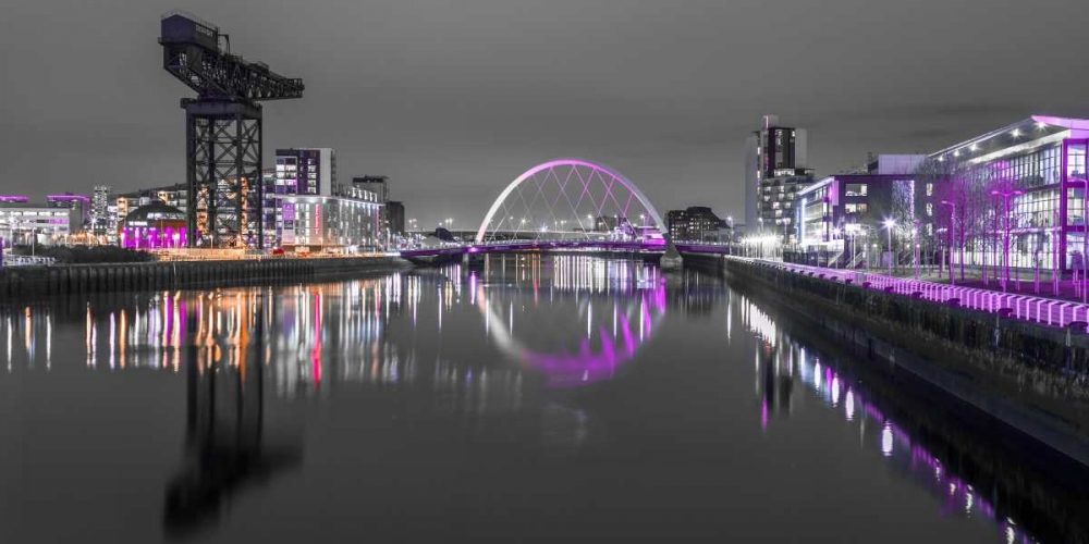 View along the river Clyde at night, Glasgow