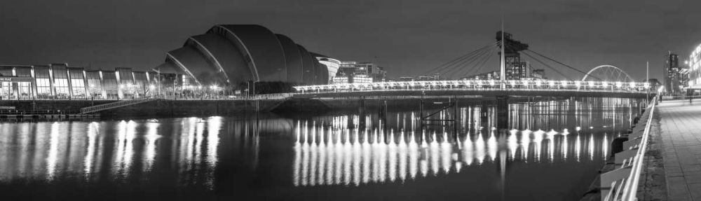 View along the river Clyde at night, Glasgow, FTBR-1808