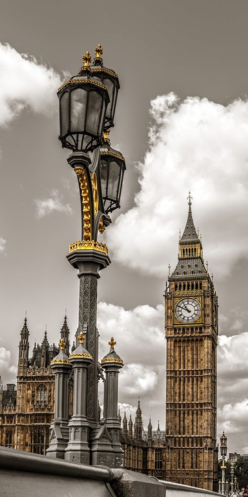 Street lamp with Big Ben in background-London-UK