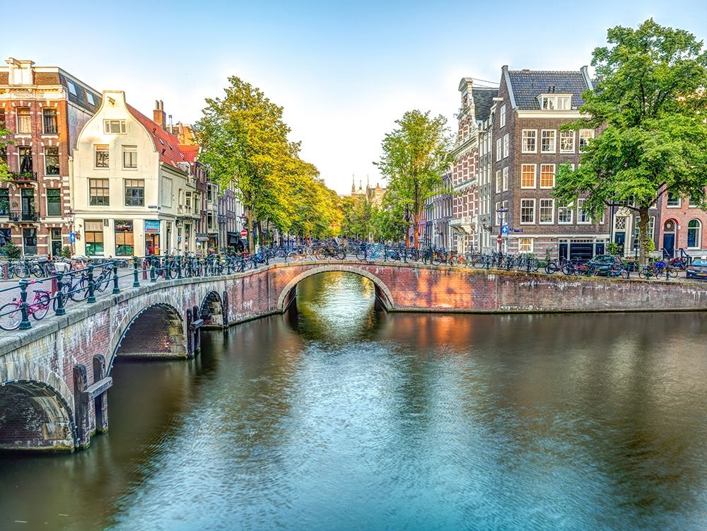 Canal through Amsterdam city