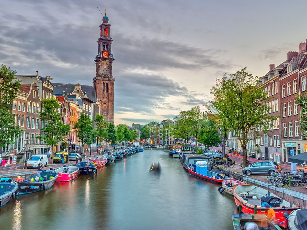 Canal through Amsterdam city