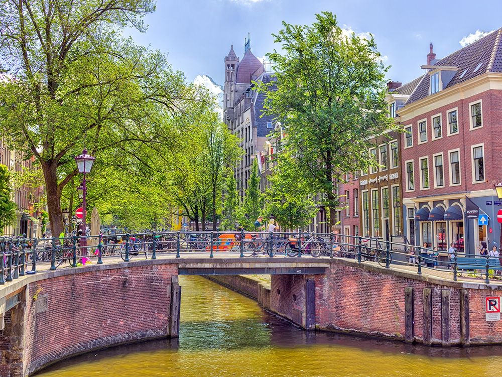 Canal through Amsterdam city