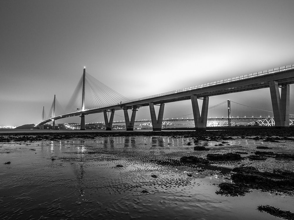 Queensferry Crossing at night, Scotland