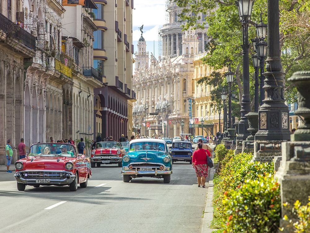 Vintage cars on Havana street, Cuba