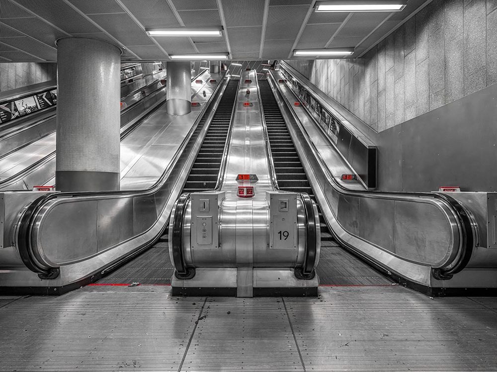 Escalators at subway station, London