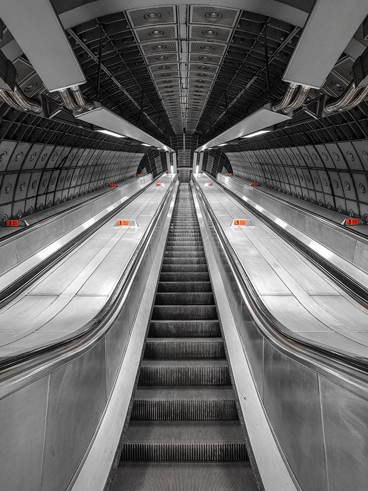 Escalator at subway station, London