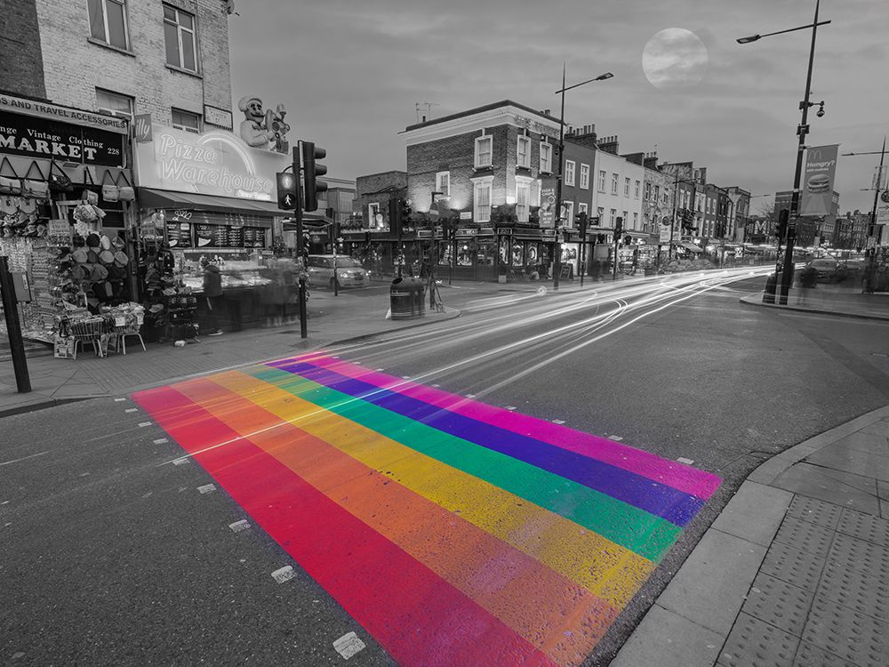 Rainbow zebra crossing, Camden, London