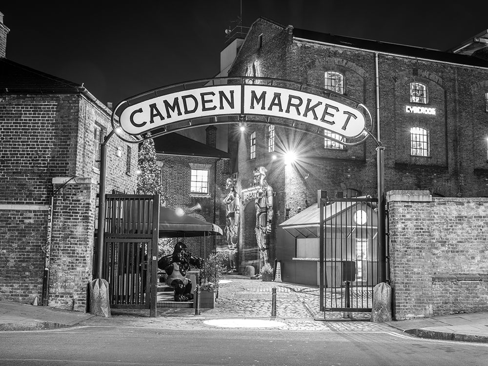 Camden market sign at night