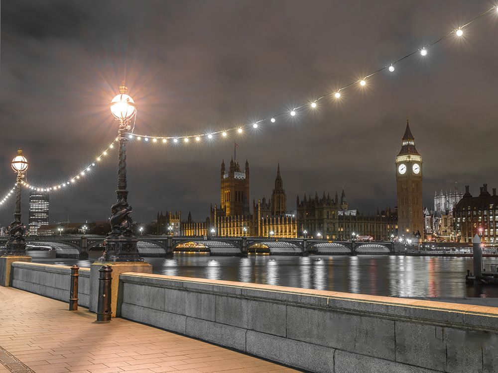 Thames promenade in evening