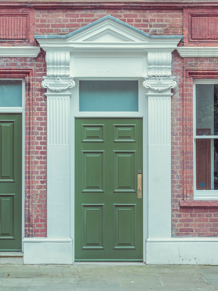 Wooden door on old building in london