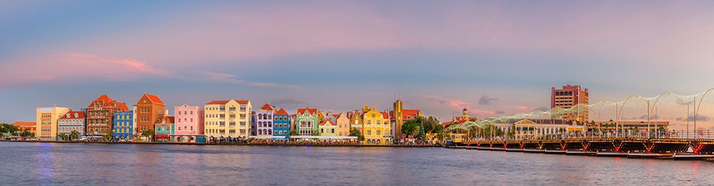 The colorful Dutch architecture of the Willemstad waterfront in Curacao