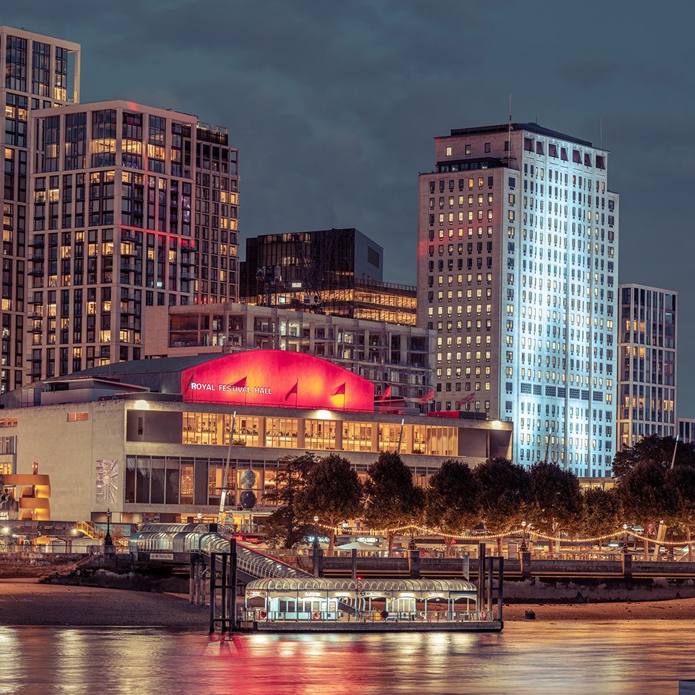 London waterfront in evening
