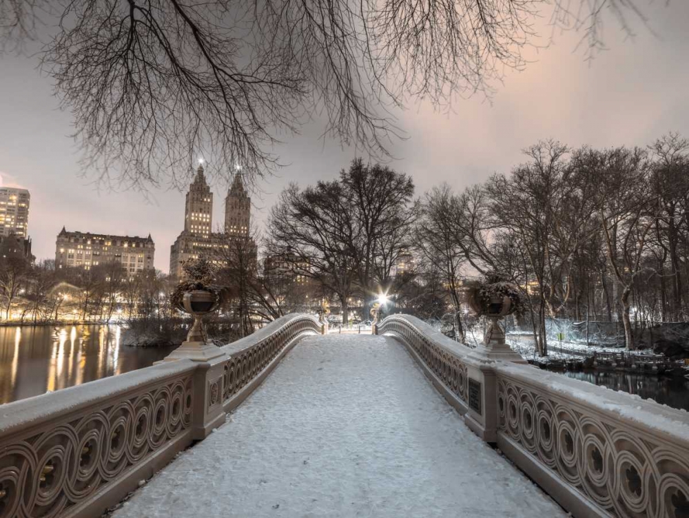Central park Bow Bridge with Manhattan skyline, New York, AF20160117-746