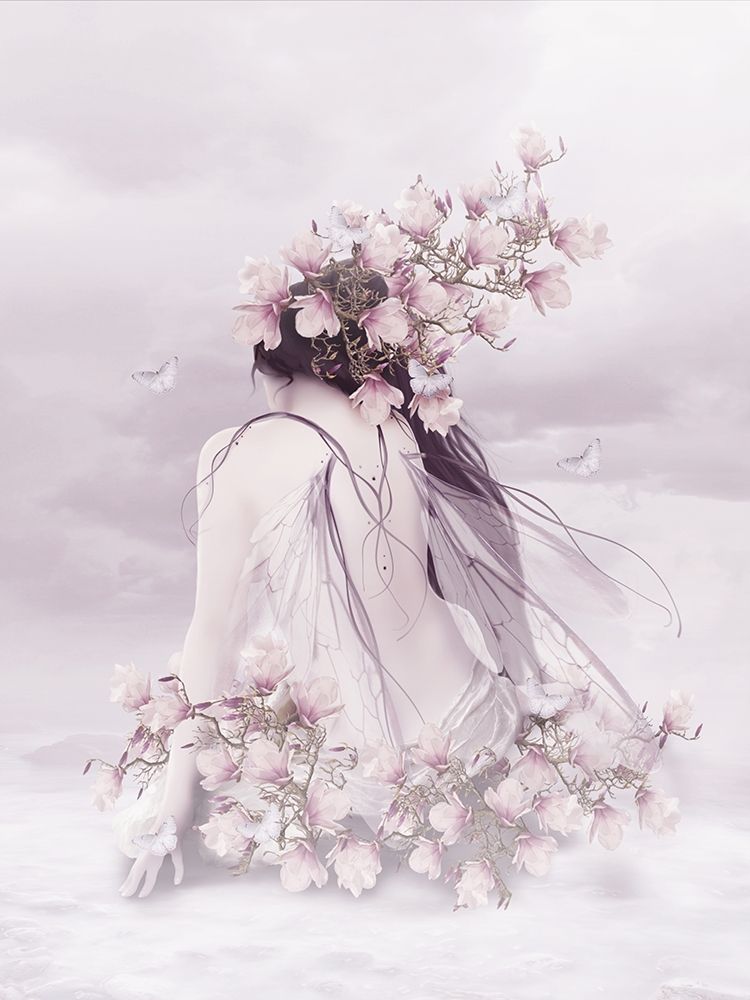Vrouwen Elf Met Magnolia Bloemen