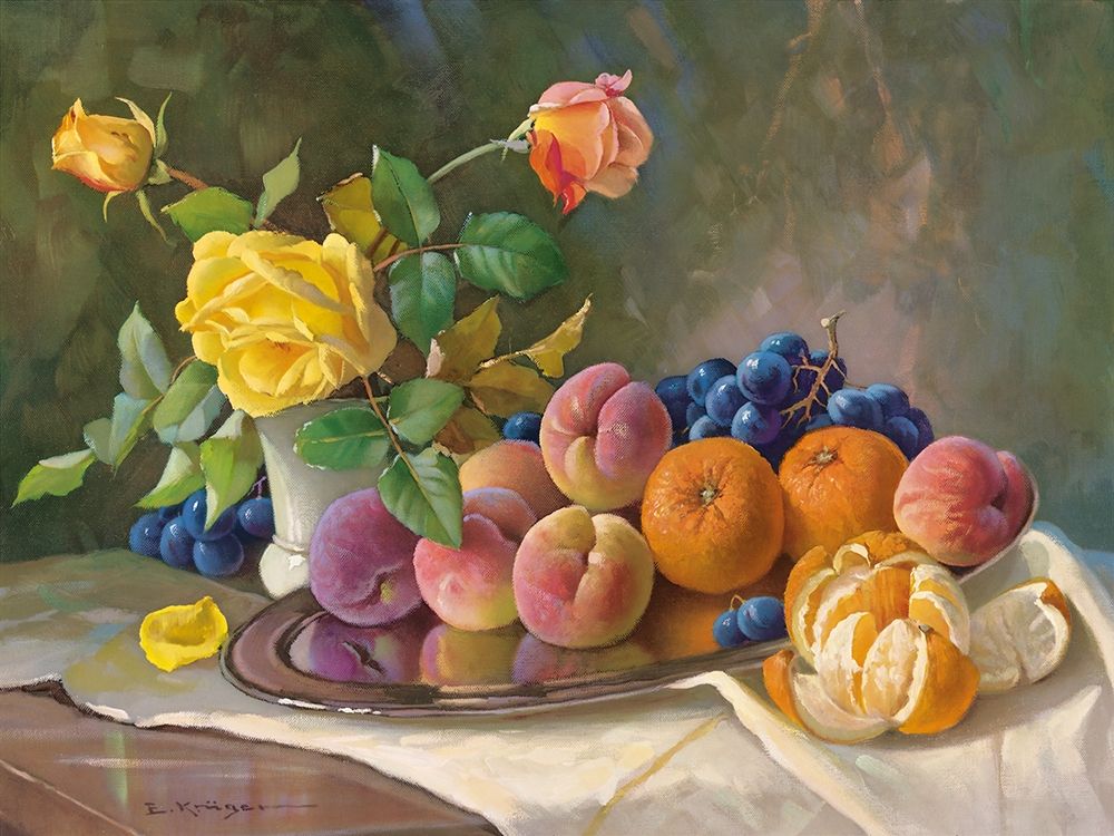 YELLOW ROSE AND FRUITS