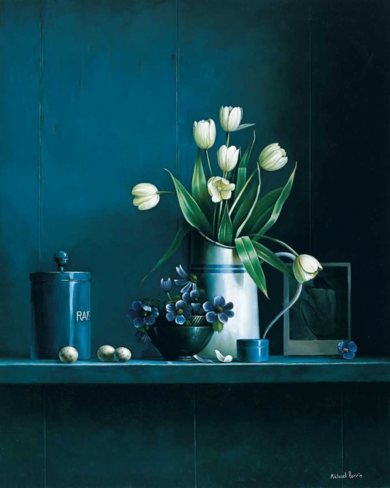 Stillife in blue with tulips