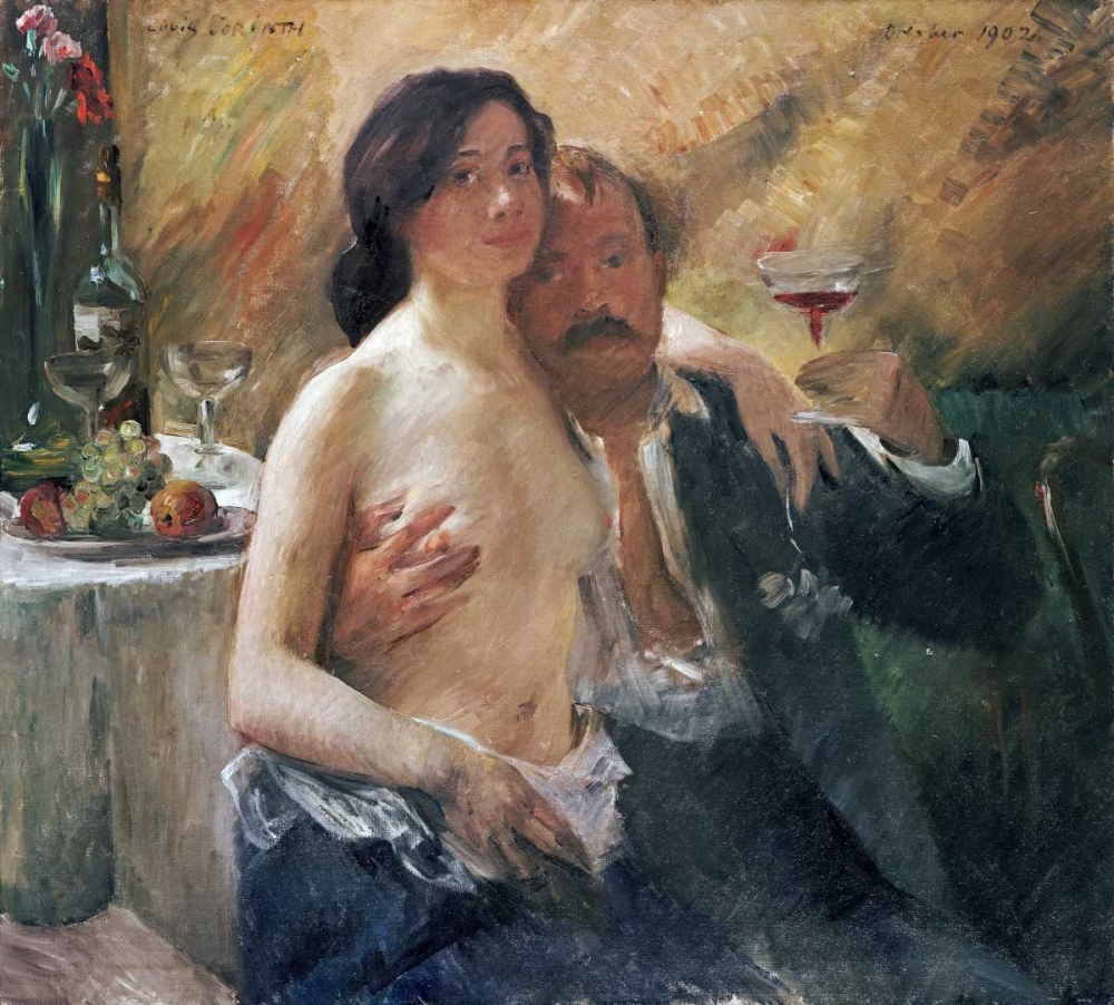 Self Portrait With Nude Woman and Glass