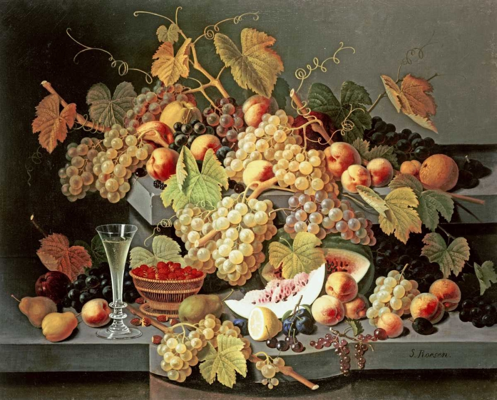Still Life With Fruit and a Glass of Champagne