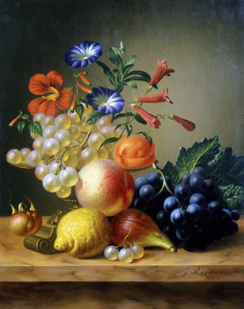 Grapes, a Lemon, a Fig and other Fruit