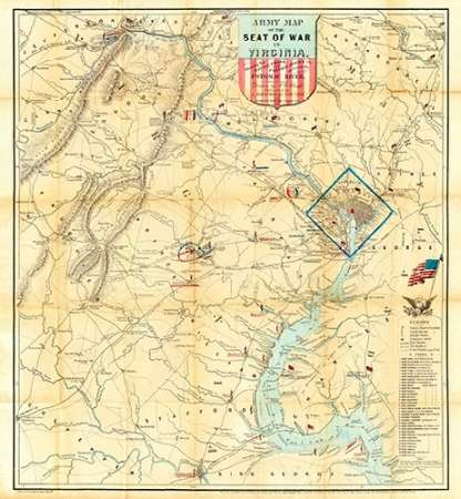 Army Map of The Seat of War In Virginia, 1862