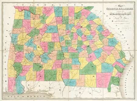 Map of Georgia and Alabama, 1839