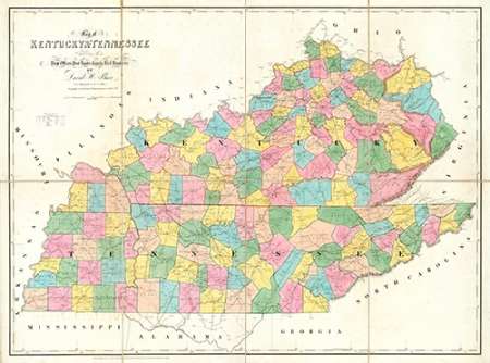 Map of Kentucky and Tennessee, 1839