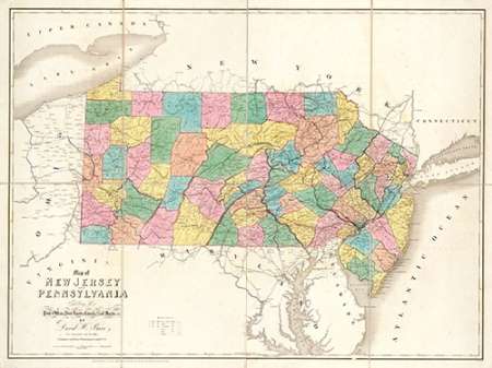 Map of New Jersey and Pennsylvania, 1839