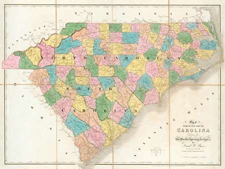 Map of North and South Carolina, 1839