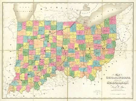 Map of Ohio and Indiana, 1839