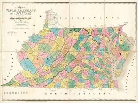 Map of Virginia, Maryland and Delaware, 1839