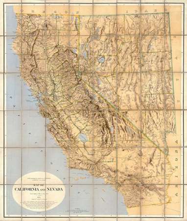 Map of California and Nevada, 1874