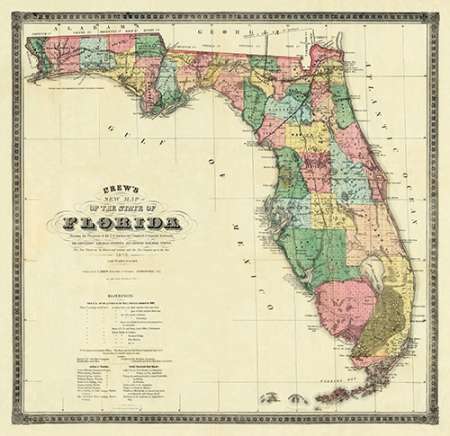 New Map of The State of Florida, 1870