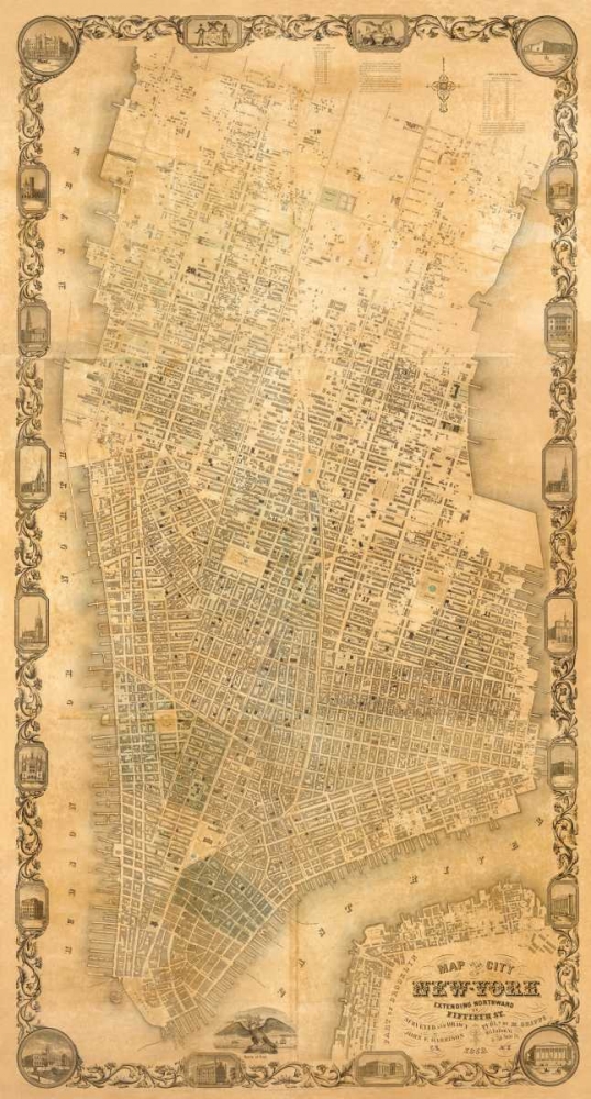 City of New York Extending Northward to 50th St., 1852