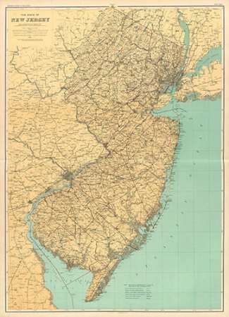 New Jersey State Map, 1888