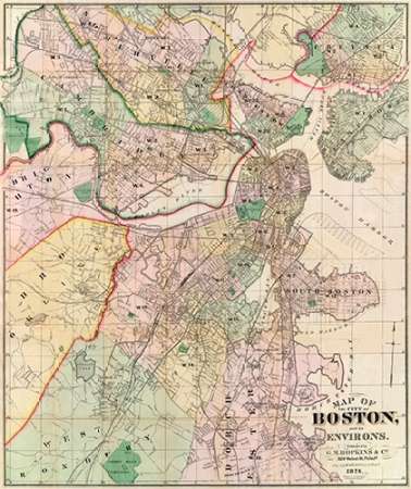 Map of The City of Boston and its Environs, 1874