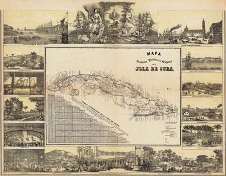 Mapa Historico Pintoresca Moderno de al Isla De Cuba, 1853