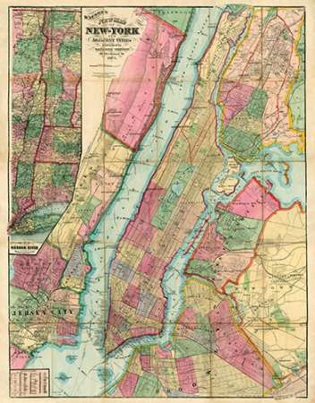 Map of New York and Adjacent Cities, 1874