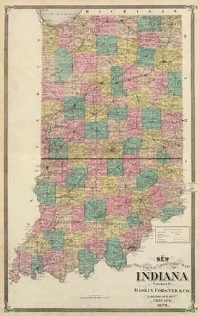 New sectional and township map of Indiana, 1876