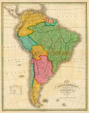Map of South America, 1826