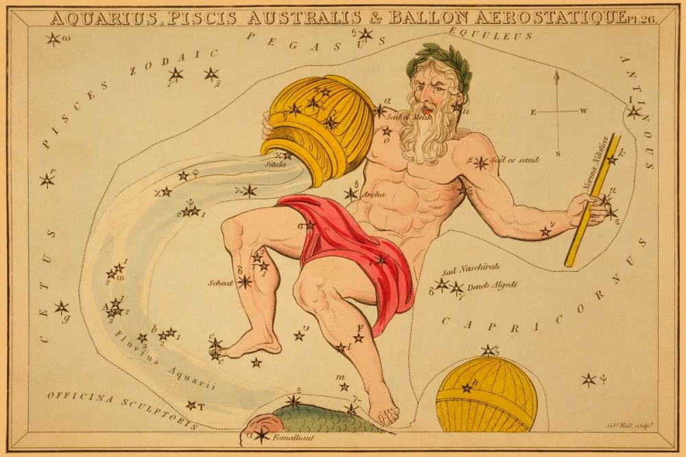Aquarius, Piscis Australis and Ballon Aerostatique, 1825