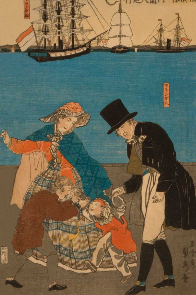 Dutch people taking a Sunday walk in Yokohama (Yokohama kyujitsu - Orandajin yuko), 1871