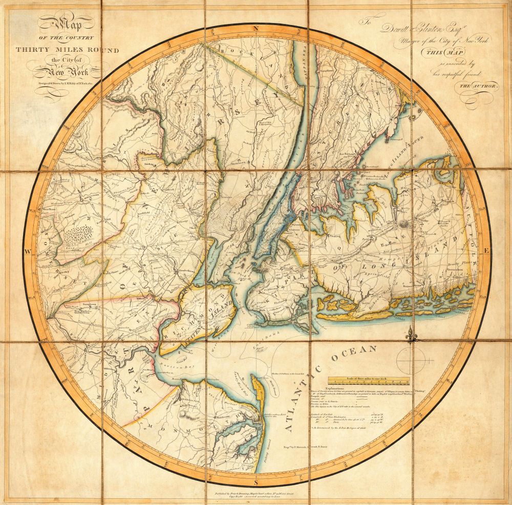 Map of The Country Thirty Miles Round the City of New York - 1811