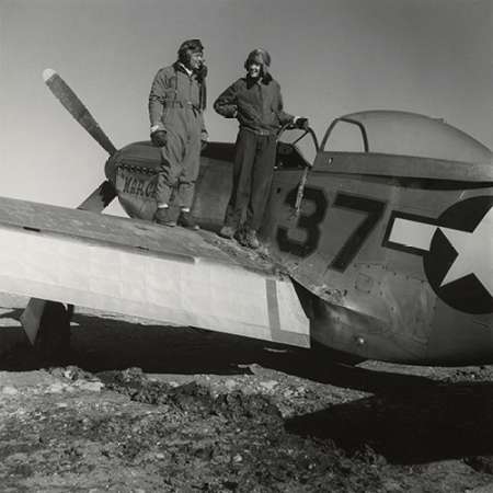 Toni Frissell with Major George S. Spanky Roberts at Ramitelli, Italy, March, 1945