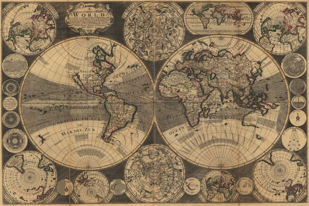 World Map with Planets