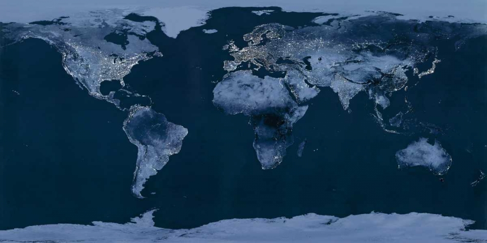 Satellite View of the World Showing Electric Lights and Usage